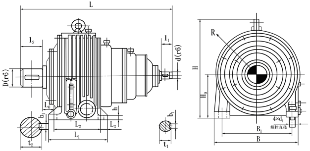 NGW型行星齒輪減速器型式與尺寸
