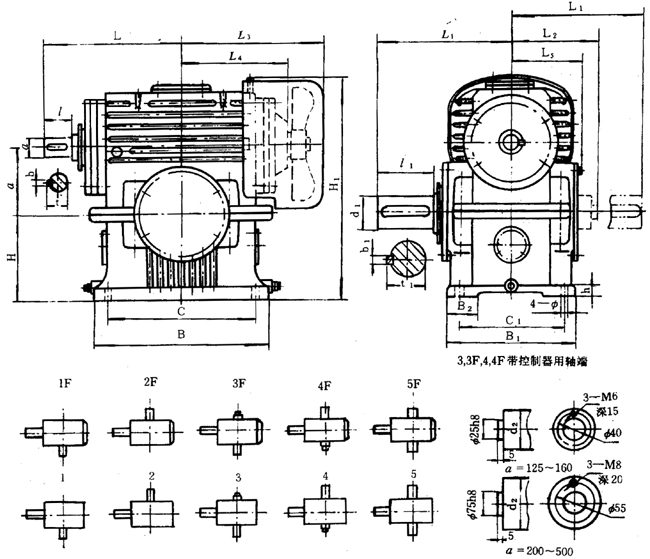 蝸輪減速器外形、安裝尺寸